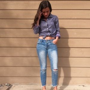 Free People Low Rise Ripped Skinny Jeans